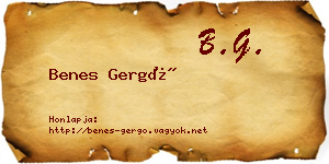 Benes Gergő névjegykártya